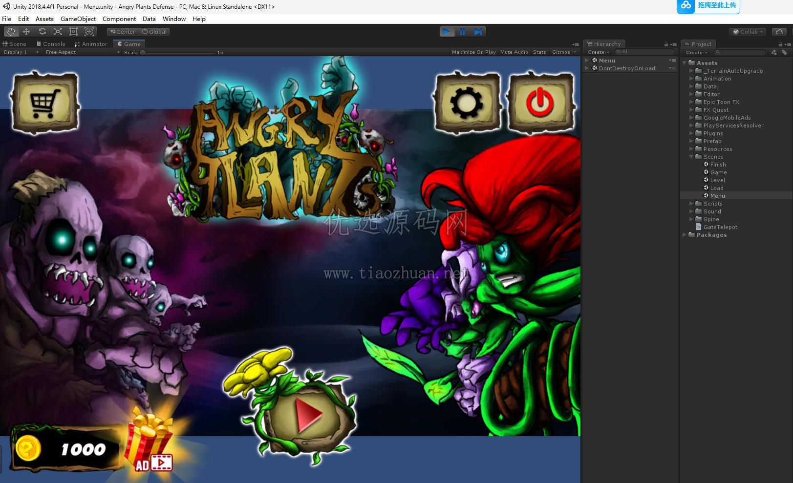 《Angry Plants Defense》unity源码