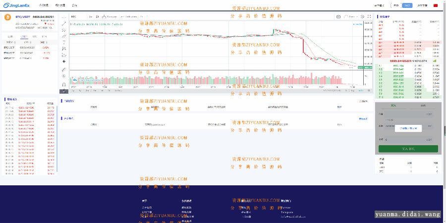 虚拟交易所+BTC币币交易带充值区块L交易所+钱包景蓝交易所