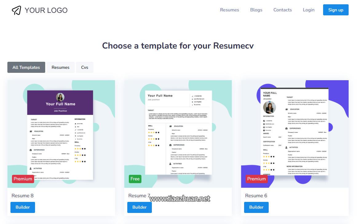 多租户SaaS在线简历制作系统网站源码简历生成器源码