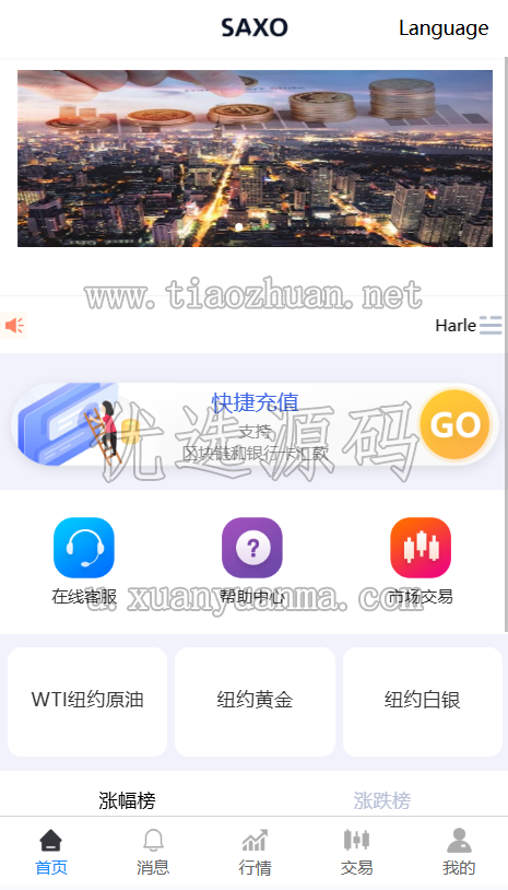 海外8国语言外汇纽约黄金原油白银前端vue带源码
