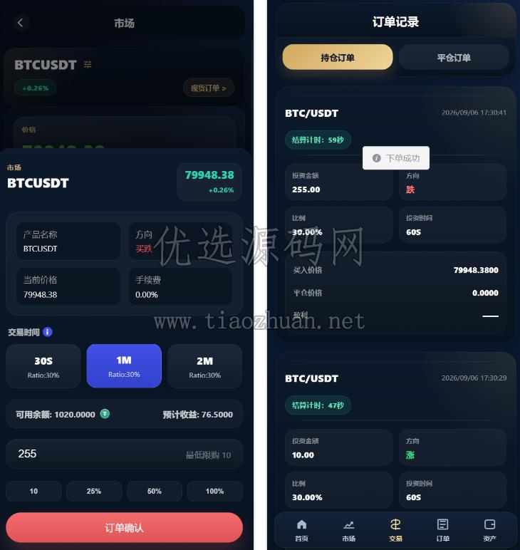Java数字货币与外汇微盘交易系统Vue3源码